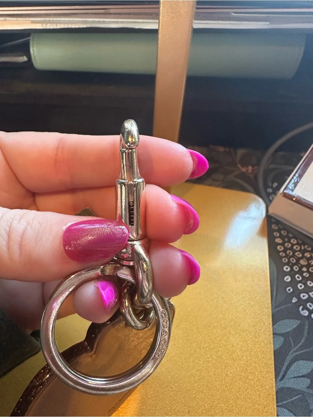 Coach Tea Rose Bag Charm in Chalk